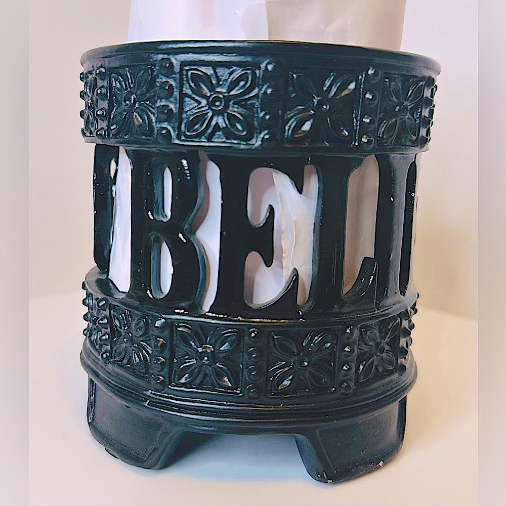 Black Scroll Work BELIEVE Candle Holder